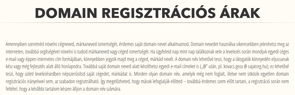 Domain regisztrációs árak